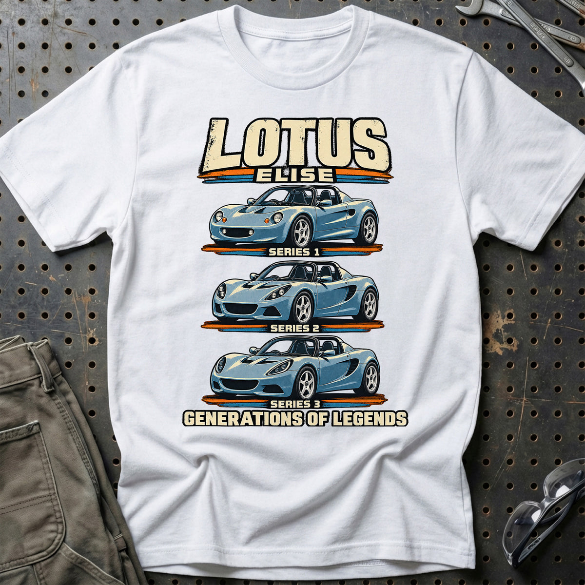 
Lotus Elise – Generations of Legends T-Shirt – Hvid