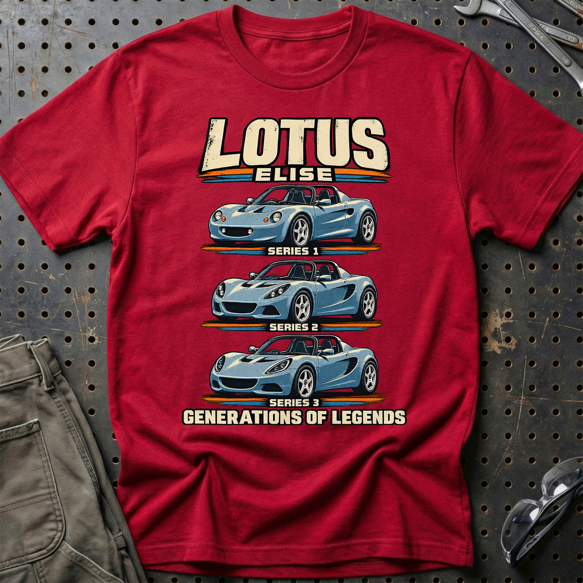 
Lotus Elise – Generations of Legends T-Shirt – Rød