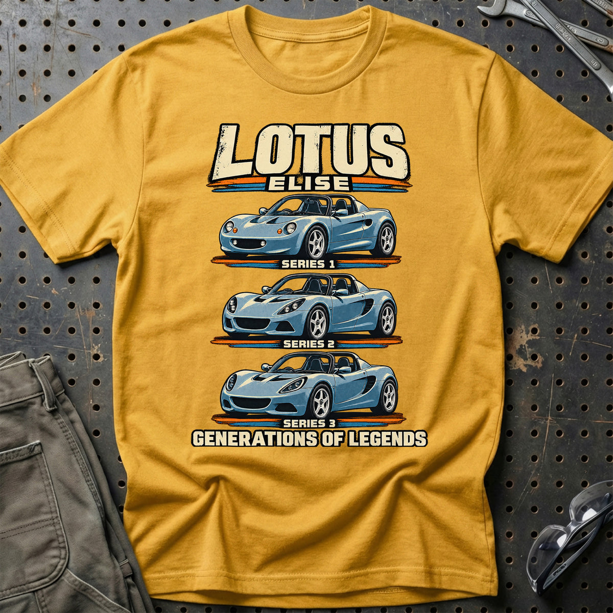 
Lotus Elise – Generations of Legends T-Shirt – Guld