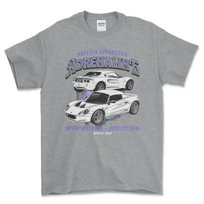 Lotus Elise - Unisex T-Shirt , Bomuld-Beklædning-Lotus-Grå Sport-S-Forside-Garage Culture Shop- garage - man cave - merchandise