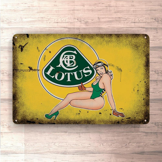 Lotus Pin-Up Vintage Skilte, Musemåtte, Dørmåtte-Skilte-Lotus-Garage Culture Shop- garage - man cave - merchandise