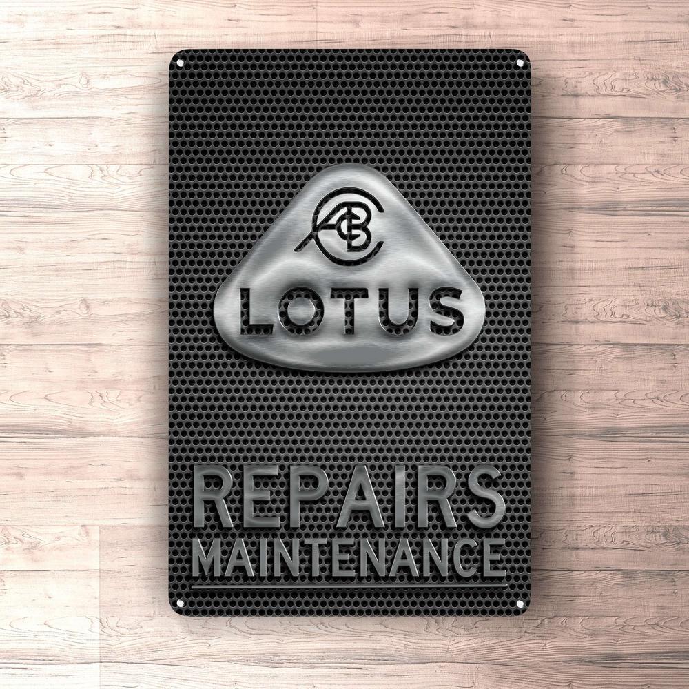 Lotus Repairs Maintenance Skilte, Musemåtte, Dørmåtte , Plakat-Skilte-Lotus-Garage Culture Shop- garage - man cave - merchandise