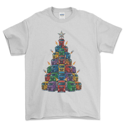 MAN Lastbil Juletræ Christmas Tree - Unisex T-Shirt-Beklædning-Man-Hvid-S-Forside-Garage Culture Shop- garage - man cave - merchandise