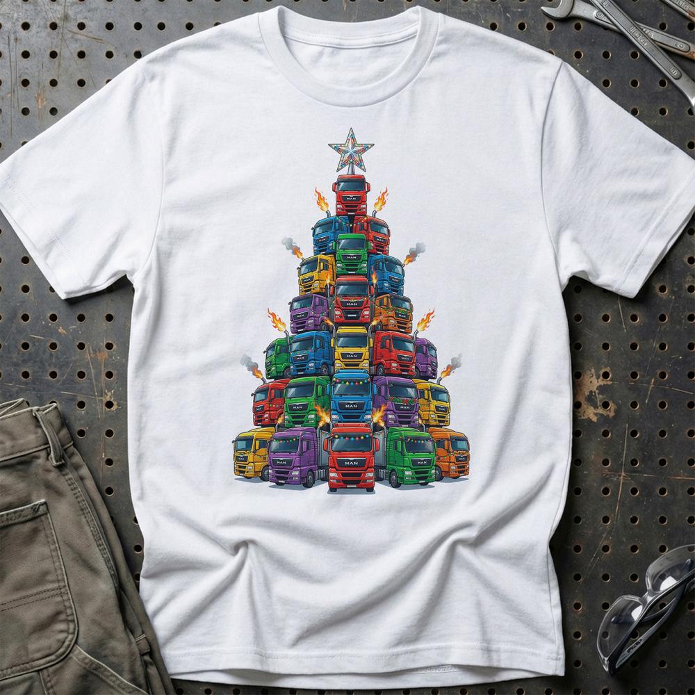 MAN Lastbil Juletræ Christmas Tree - Unisex T-Shirt-Beklædning-Man-Hvid-S-Garage Culture Shop- garage - man cave - merchandise