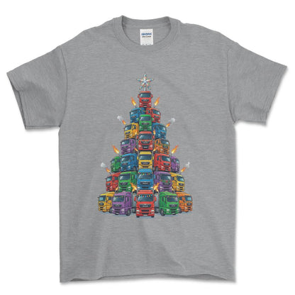 MAN Lastbil Juletræ Christmas Tree - Unisex T-Shirt-Beklædning-Man-Grå Sport-S-Forside-Garage Culture Shop- garage - man cave - merchandise