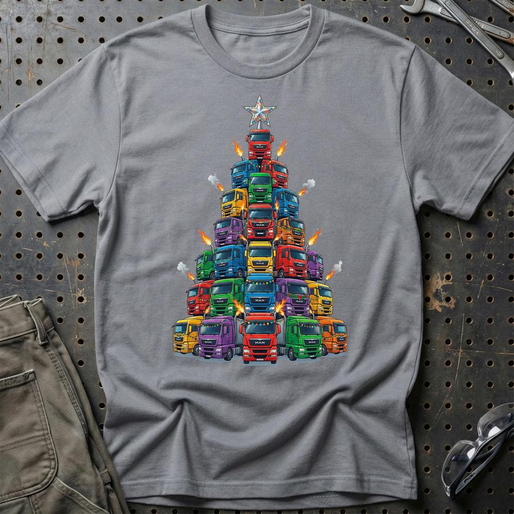 MAN Lastbil Juletræ Christmas Tree - Unisex T-Shirt-Beklædning-Man-Grå Sport-S-Garage Culture Shop- garage - man cave - merchandise