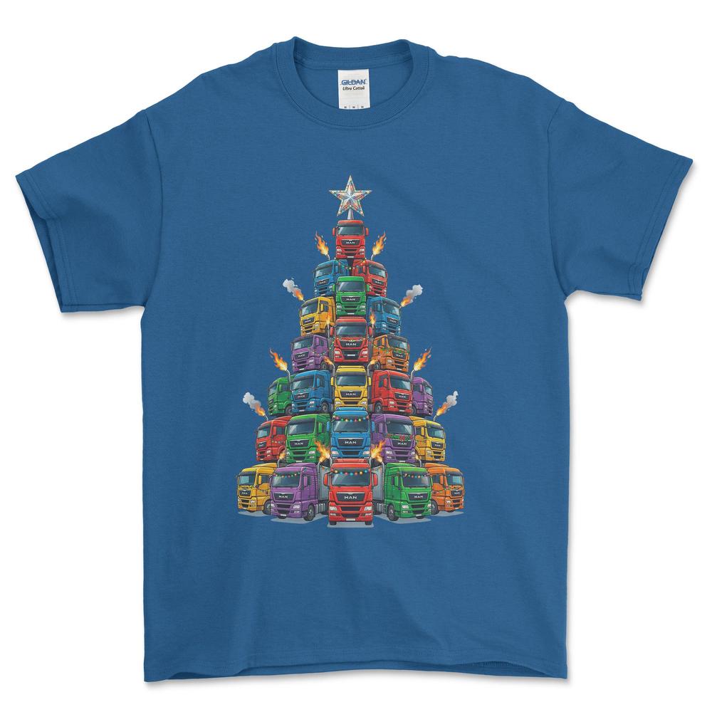 MAN Lastbil Juletræ Christmas Tree - Unisex T-Shirt-Beklædning-Man-Blå Royal-S-Forside-Garage Culture Shop- garage - man cave - merchandise