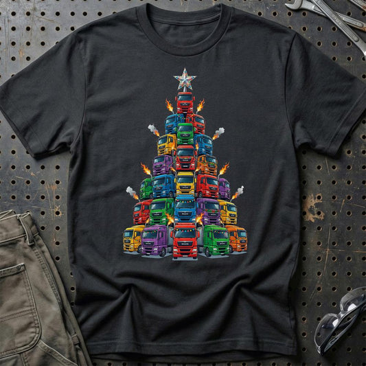 MAN Lastbil Juletræ Christmas Tree - Unisex T-Shirt-Beklædning-Man-Sort-S-Garage Culture Shop- garage - man cave - merchandise