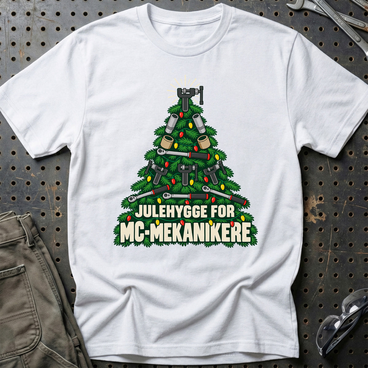 
MC-mekaniker – Julehygge – Unisex T-Shirt – Hvid