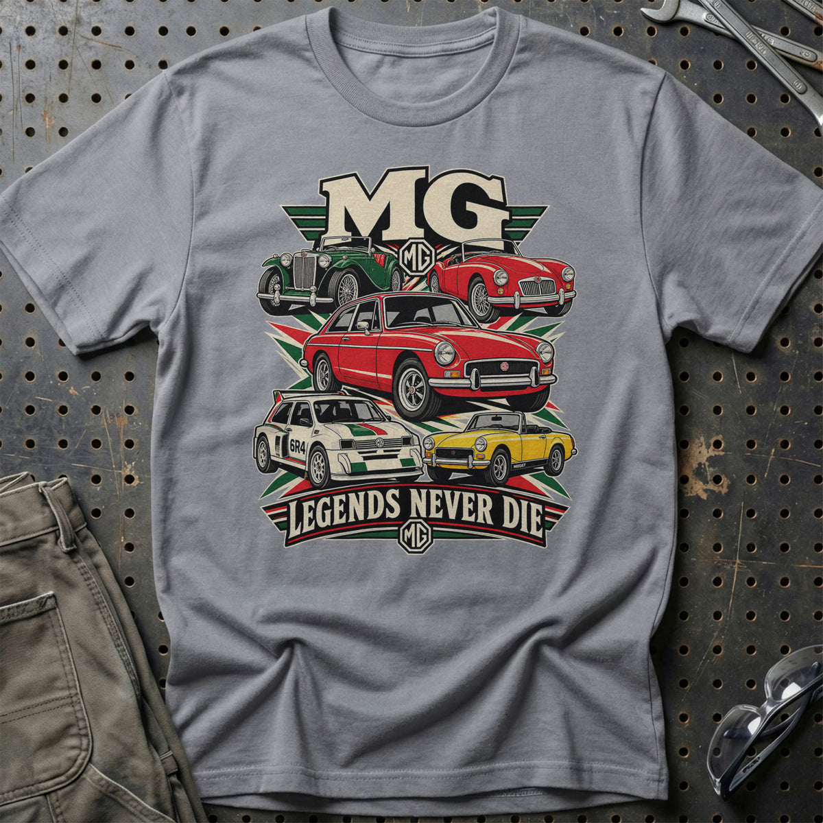 MG Legends Never Die T-Shirt-Beklædning-MG-Grå Sport-S-Garage Culture Shop- garage - man cave - merchandise