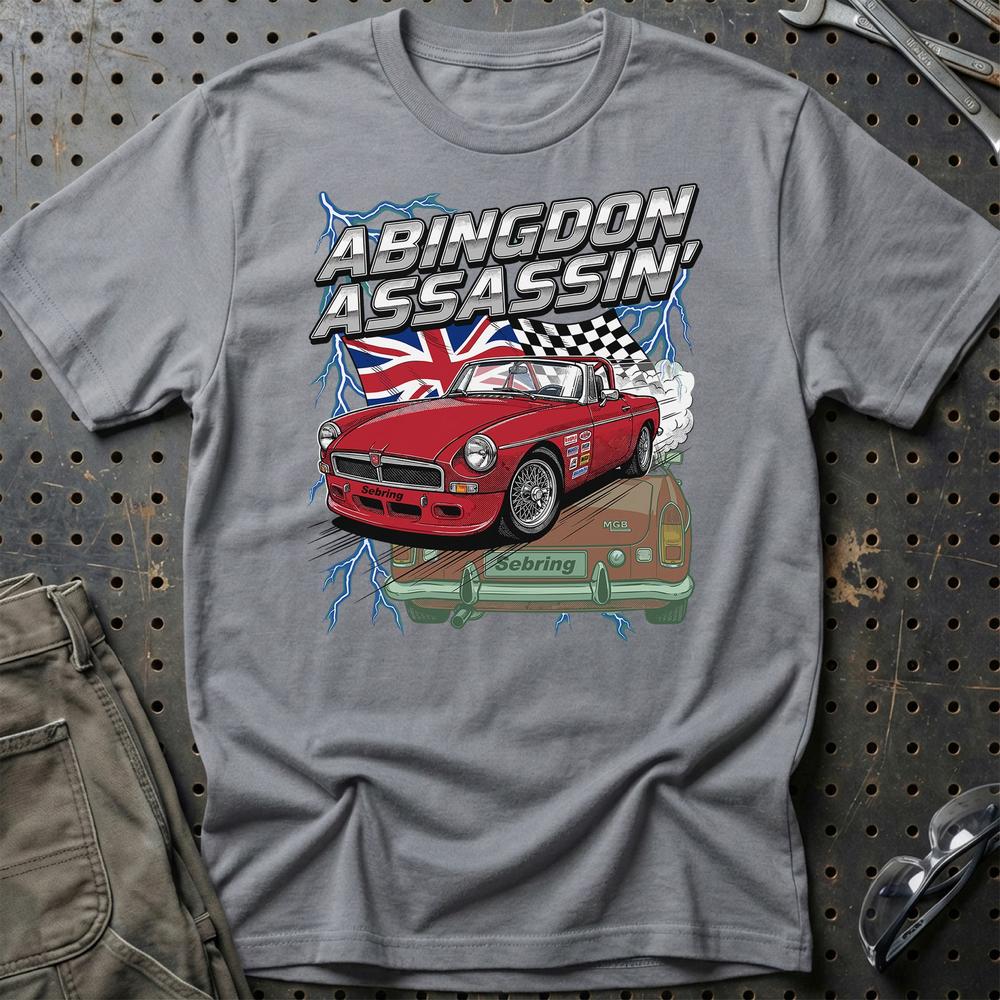 MG MGB T-Shirt - Abingdon Assassin | British Racing T-Shirt-Beklædning-MG-Grå Sport-S-Garage Culture Shop- garage - man cave - merchandise