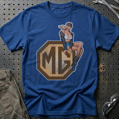 MG Pinup - Unisex T-Shirt , Bomuld-Beklædning-MG-Blå Royal-S-Garage Culture Shop- garage - man cave - merchandise