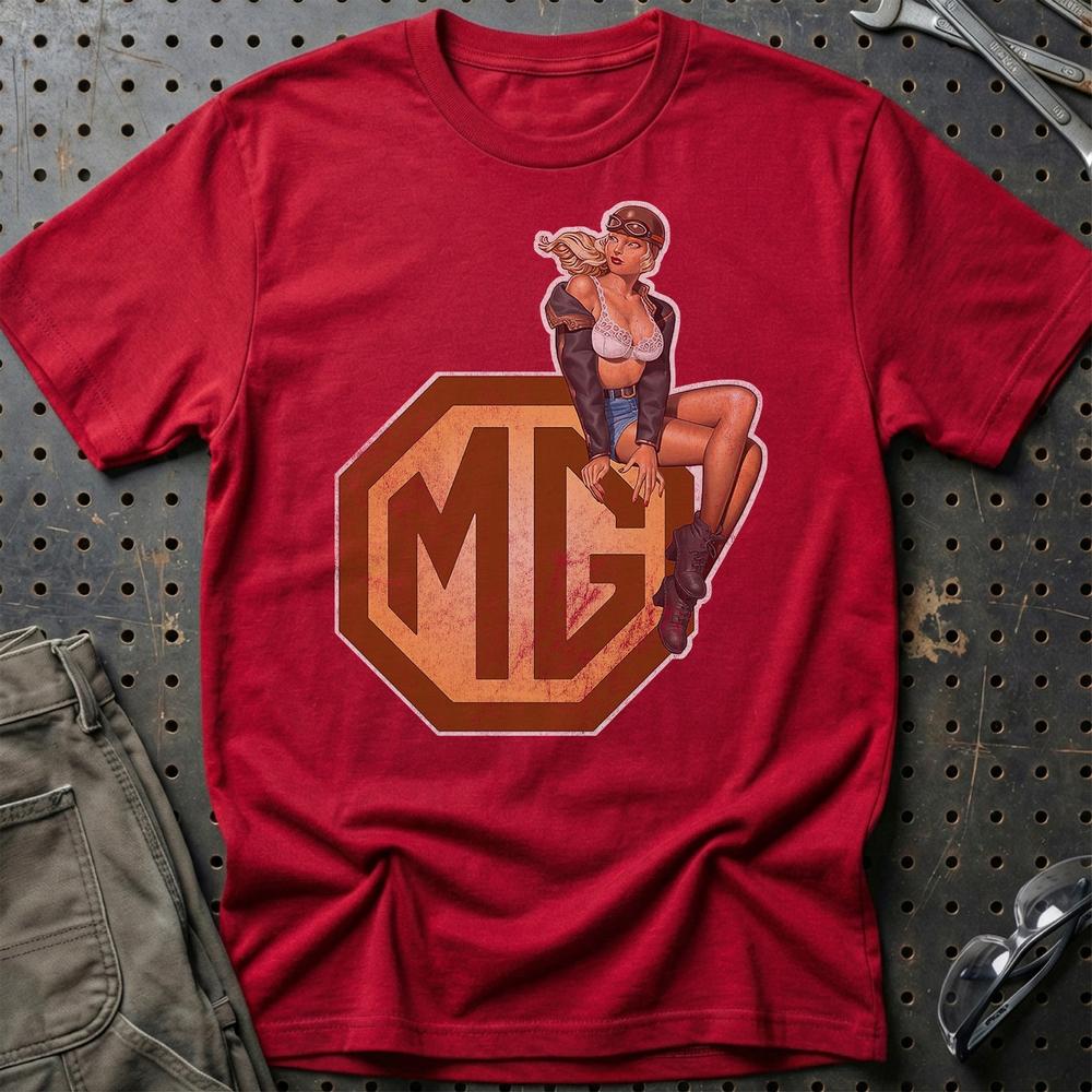 MG Pinup - Unisex T-Shirt , Bomuld-Beklædning-MG-Rød-S-Garage Culture Shop- garage - man cave - merchandise