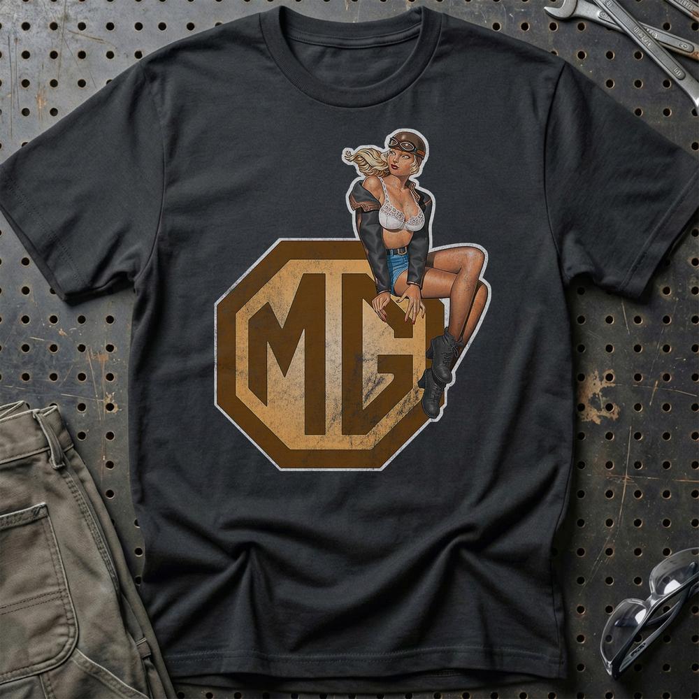MG Pinup - Unisex T-Shirt , Bomuld-Beklædning-MG-Sort-S-Garage Culture Shop- garage - man cave - merchandise