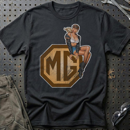 MG Pinup - Unisex T-Shirt , Bomuld-Beklædning-MG-Sort-S-Garage Culture Shop- garage - man cave - merchandise