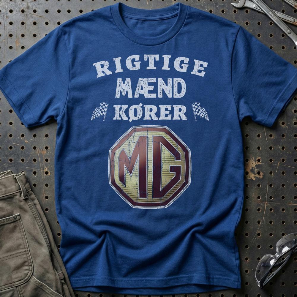 MG Rigtige Mænd Kører - Unisex T-Shirt , Bomuld-Beklædning-MG-Blå Royal-S-Garage Culture Shop- garage - man cave - merchandise