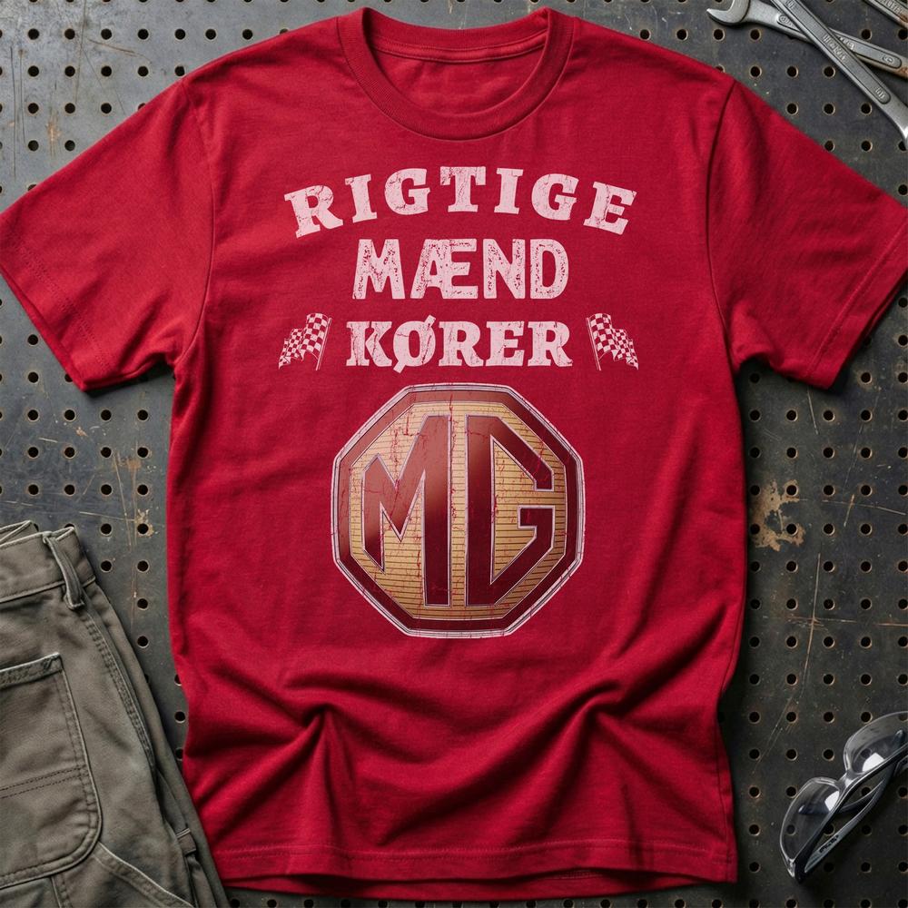MG Rigtige Mænd Kører - Unisex T-Shirt , Bomuld-Beklædning-MG-Rød-S-Garage Culture Shop- garage - man cave - merchandise
