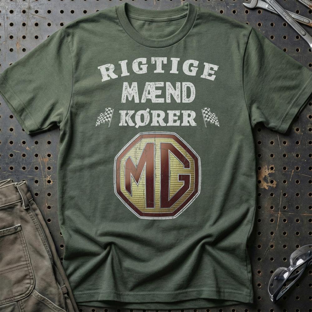MG Rigtige Mænd Kører - Unisex T-Shirt , Bomuld-Beklædning-MG-Grøn Militær-S-Garage Culture Shop- garage - man cave - merchandise