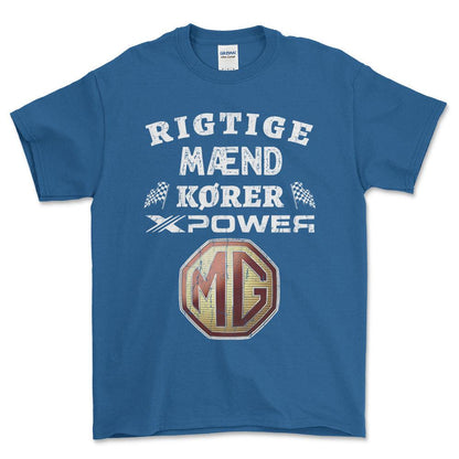MG4 Xpower Rigtige Mænd Kører - Unisex T-Shirt , Bomuld-Beklædning-MG-Blå Royal-S-Forside-Garage Culture Shop- garage - man cave - merchandise