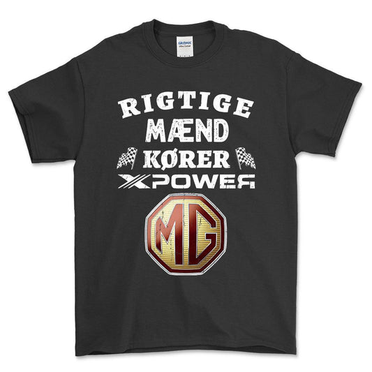 MG4 Xpower Rigtige Mænd Kører - Unisex T-Shirt , Bomuld-Beklædning-MG-Sort-S-Forside-Garage Culture Shop- garage - man cave - merchandise
