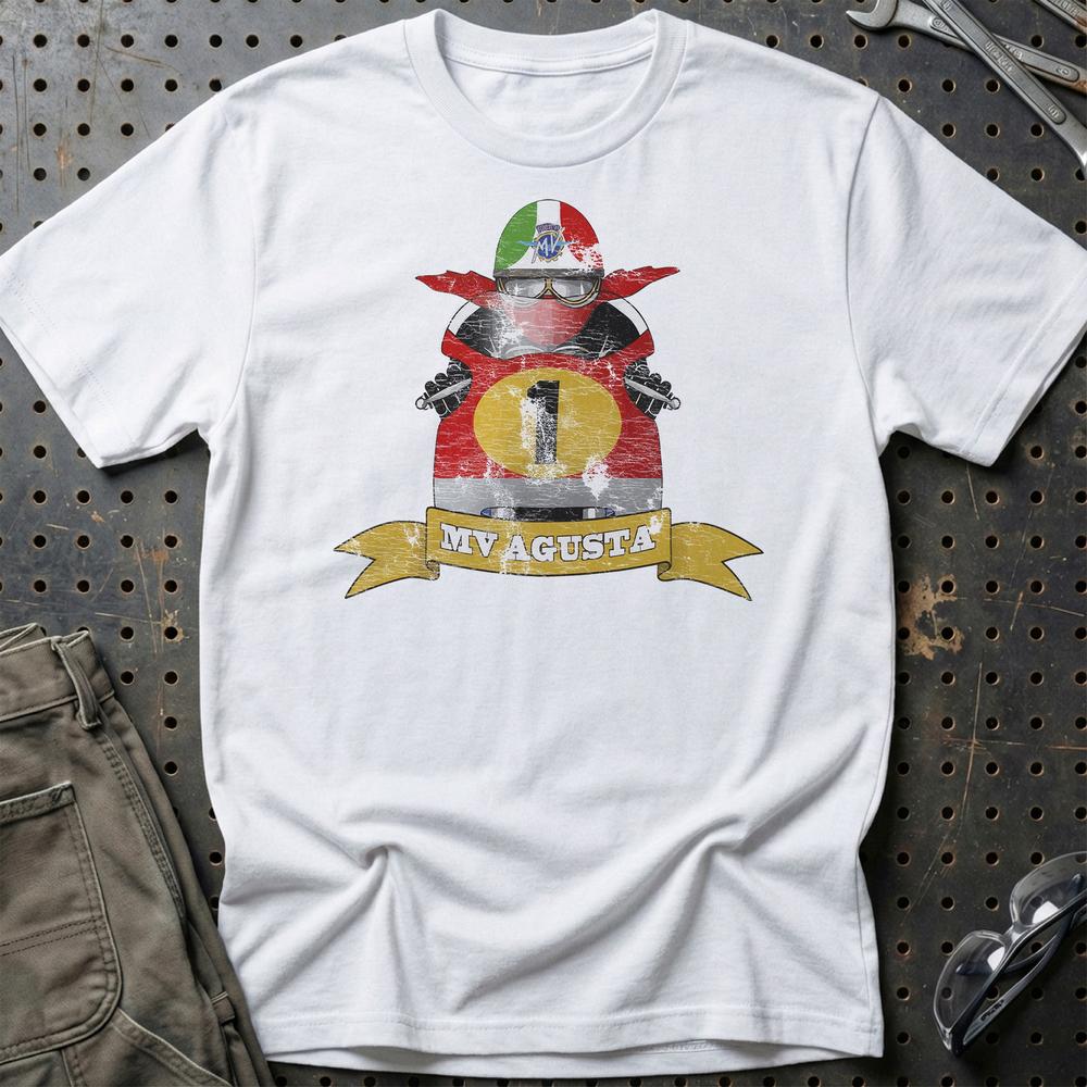 MV Agusta Biker Vintage Style T-Shirt-Beklædning-MV Agusta-Hvid-S-Garage Culture Shop- garage - man cave - merchandise
