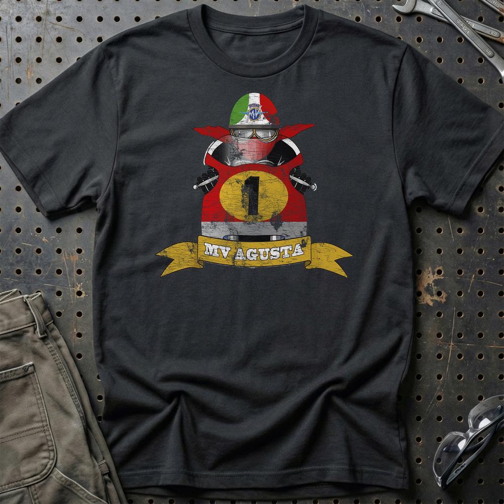 MV Agusta Biker Vintage Style T-Shirt-Beklædning-MV Agusta-Sort-S-Garage Culture Shop- garage - man cave - merchandise