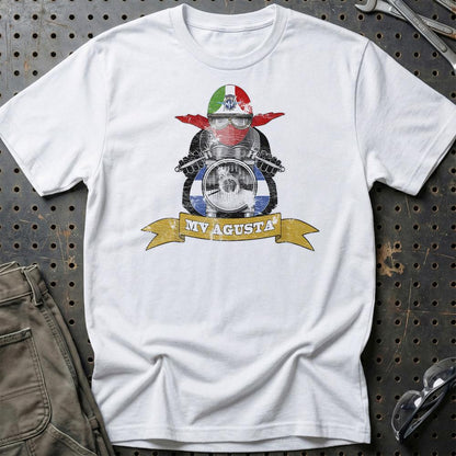 MV Agusta Biker Vintage Style Unisex T-Shirt , Bomuld-Beklædning-MV Agusta-Hvid-S-Garage Culture Shop- garage - man cave - merchandise