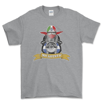 MV Agusta Biker Vintage Style Unisex T-Shirt , Bomuld-Beklædning-MV Agusta-Grå Sport-S-Forside-Garage Culture Shop- garage - man cave - merchandise
