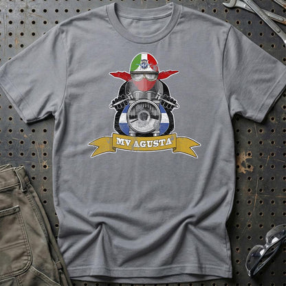 MV Agusta Biker Vintage Style Unisex T-Shirt , Bomuld-Beklædning-MV Agusta-Grå Sport-S-Garage Culture Shop- garage - man cave - merchandise