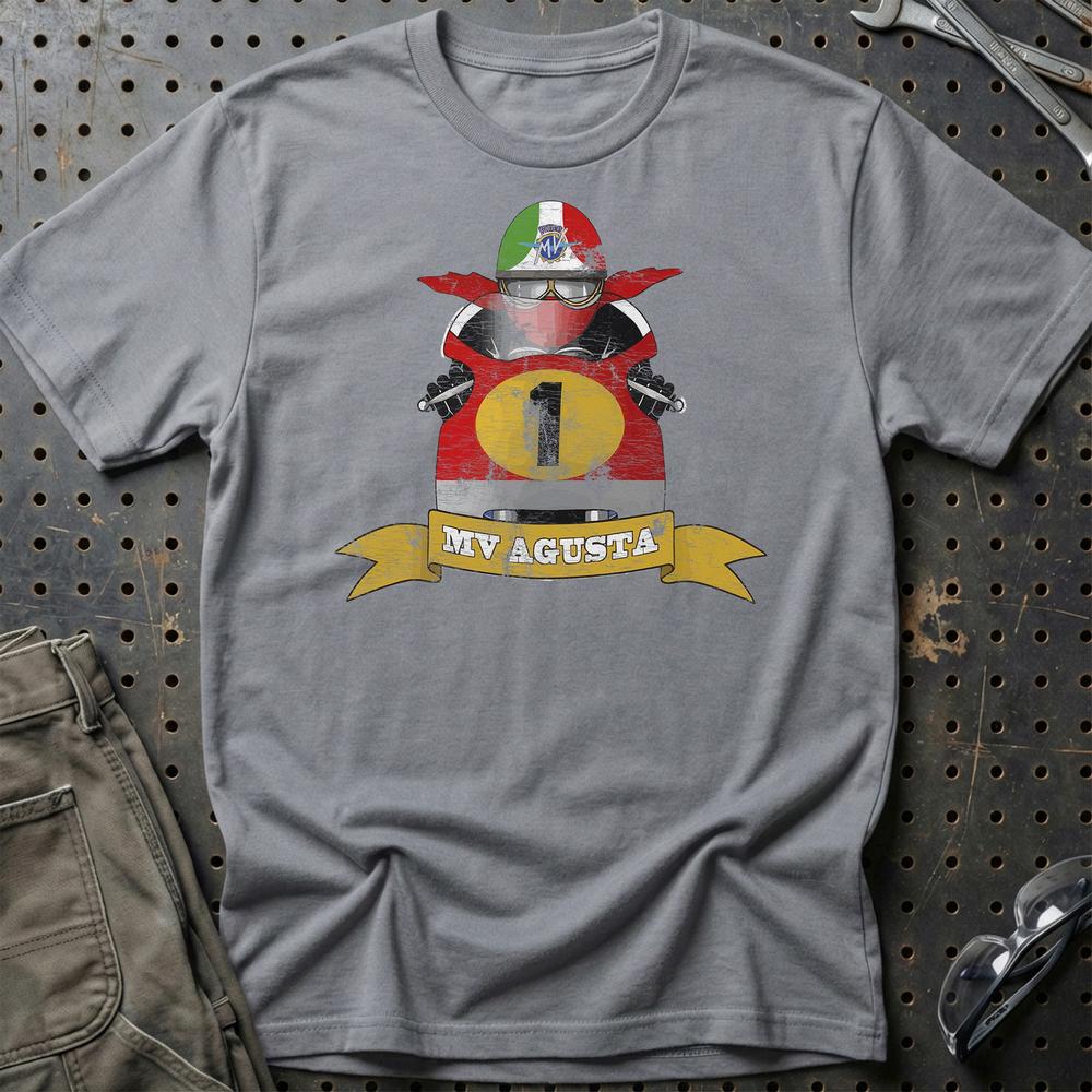MV Agusta Biker Vintage Style Unisex T-Shirt , Bomuld-Beklædning-MV Agusta-Grå Sport-S-Garage Culture Shop- garage - man cave - merchandise