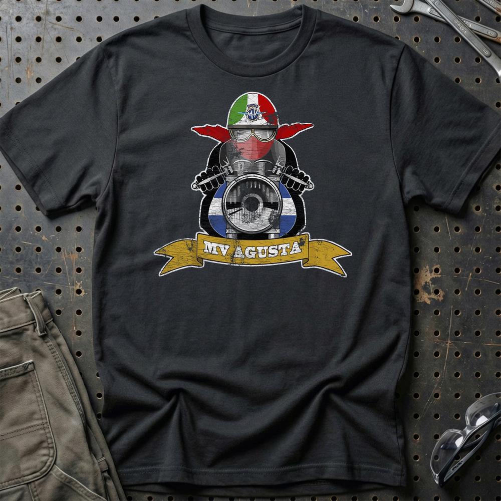 MV Agusta Biker Vintage Style Unisex T-Shirt , Bomuld-Beklædning-MV Agusta-Sort-S-Garage Culture Shop- garage - man cave - merchandise