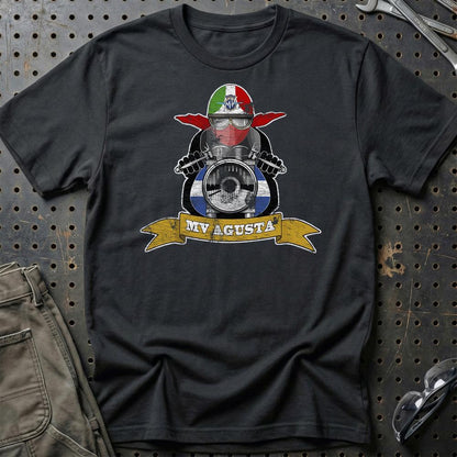 MV Agusta Biker Vintage Style Unisex T-Shirt , Bomuld-Beklædning-MV Agusta-Sort-S-Garage Culture Shop- garage - man cave - merchandise