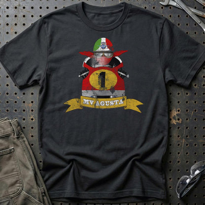 MV Agusta Biker Vintage Style Unisex T-Shirt , Bomuld-Beklædning-MV Agusta-Sort-S-Garage Culture Shop- garage - man cave - merchandise