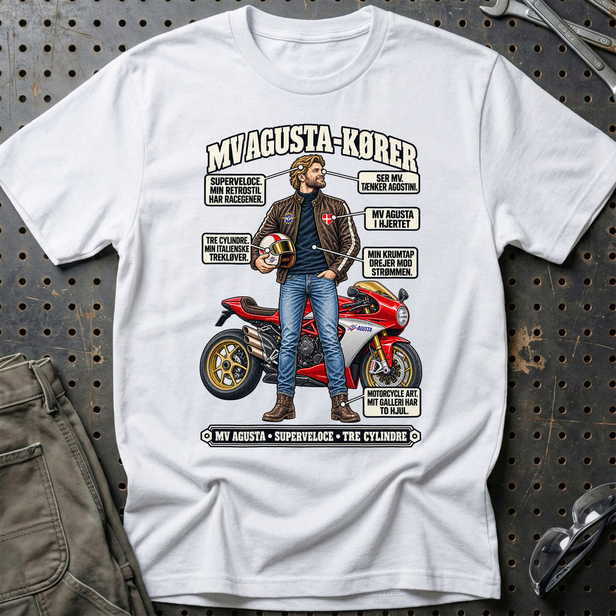 
MV Agusta-Kører T-Shirt – Hvid