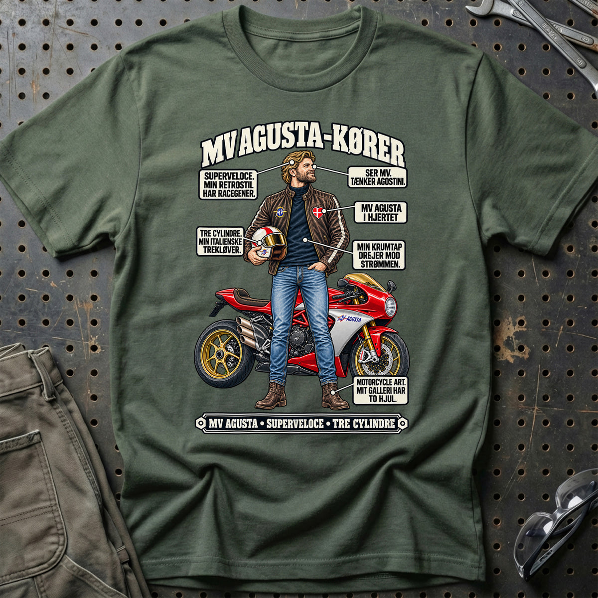 
MV Agusta-Kører T-Shirt – Grøn Militær