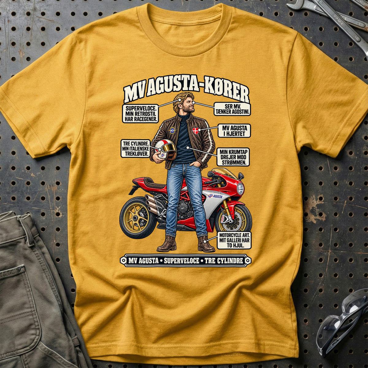 
MV Agusta-Kører T-Shirt – Guld
