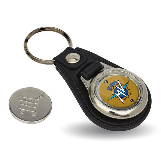 MV Agusta - Nøglering med Indkøbsvognsmønt – Metal & Kunstlæder-Nøglering-MV Agusta-Garage Culture Shop- garage - man cave - merchandise