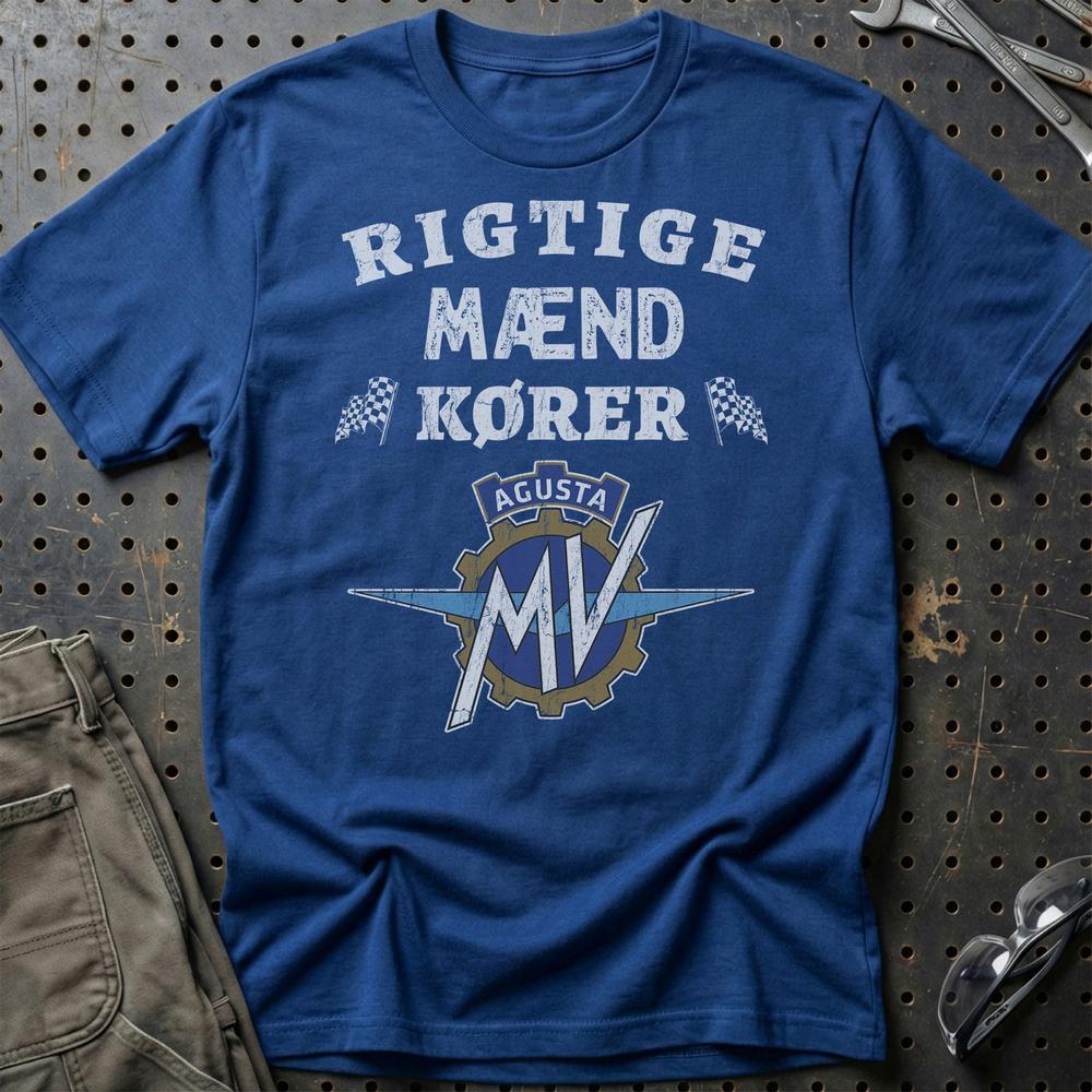 MV Agusta Rigtige Mænd Kører T-Shirt-Beklædning-MV Agusta-Blå Royal-S-Garage Culture Shop- garage - man cave - merchandise
