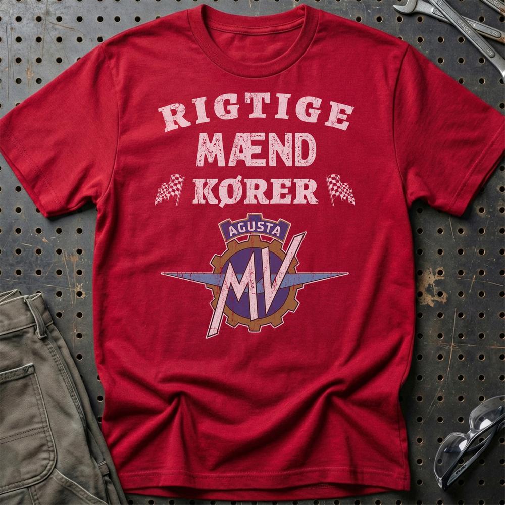 MV Agusta Rigtige Mænd Kører T-Shirt-Beklædning-MV Agusta-Rød-S-Garage Culture Shop- garage - man cave - merchandise