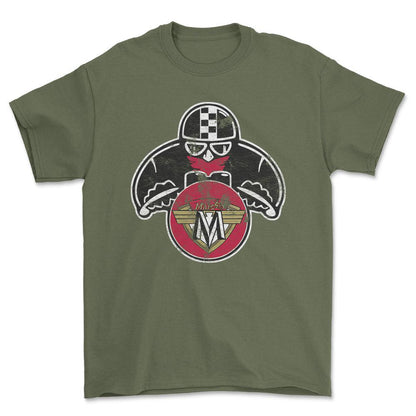 Maico Biker Vintage Style Unisex T-Shirt , Bomuld-Beklædning-Maico-Grøn Militær-S-Forside-Garage Culture Shop- garage - man cave - merchandise