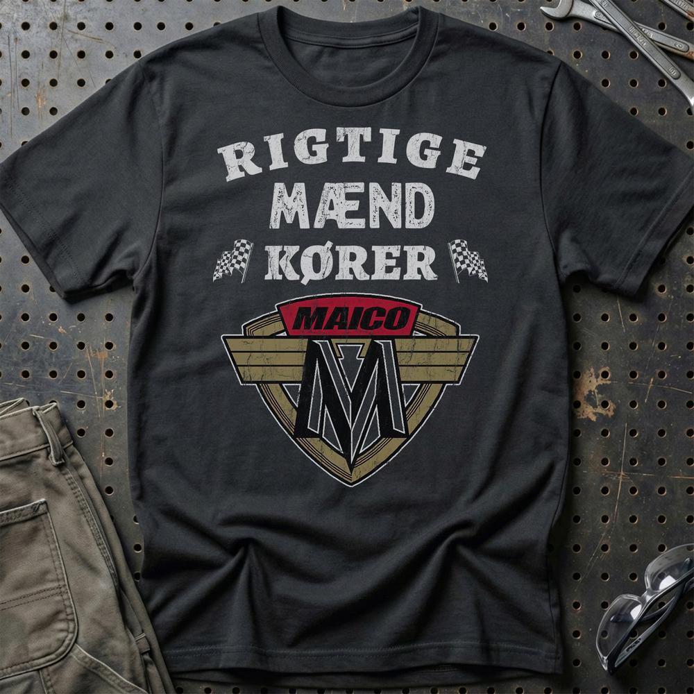 Maico Rigtige Mænd Kører T-Shirt-Beklædning-Maico-Sort-S-Garage Culture Shop- garage - man cave - merchandise