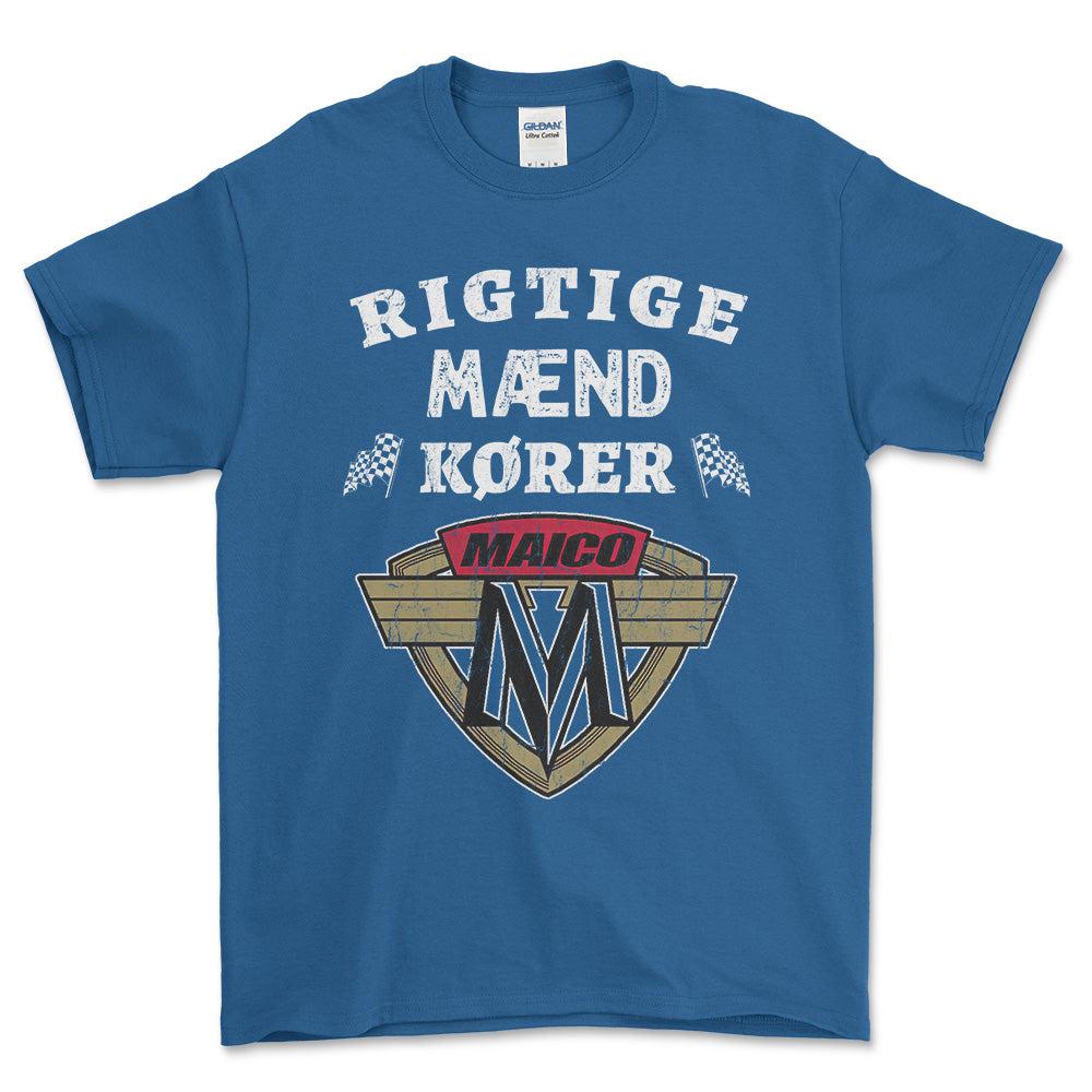Maico Rigtige Mænd Kører - Unisex T-Shirt , Bomuld-Beklædning-Maico-Blå Royal-S-Forside-Garage Culture Shop- garage - man cave - merchandise