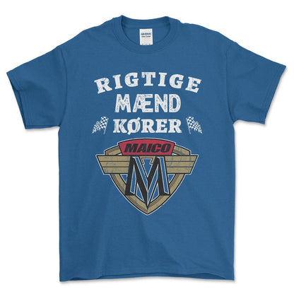 Maico Rigtige Mænd Kører - Unisex T-Shirt , Bomuld-Beklædning-Maico-Blå Royal-S-Forside-Garage Culture Shop- garage - man cave - merchandise