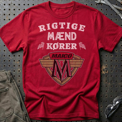 Maico Rigtige Mænd Kører - Unisex T-Shirt , Bomuld-Beklædning-Maico-Rød-S-Garage Culture Shop- garage - man cave - merchandise