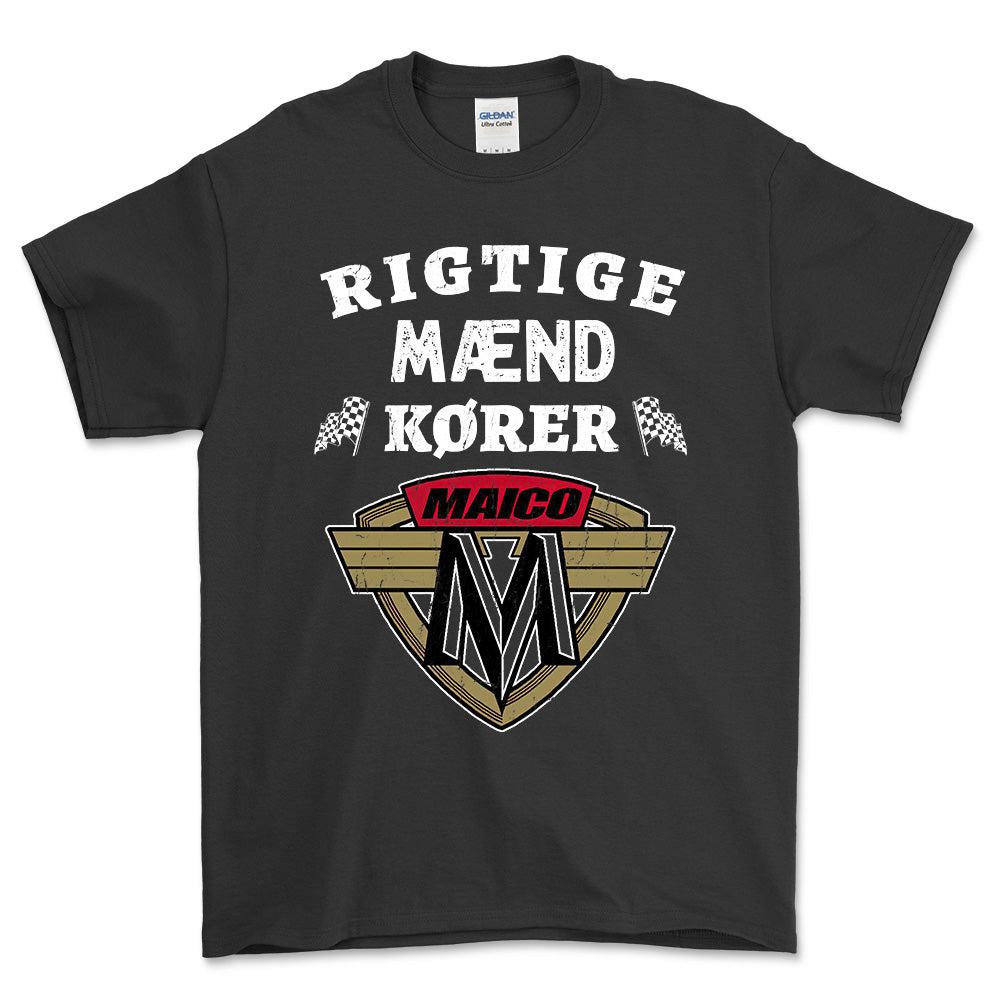 Maico Rigtige Mænd Kører - Unisex T-Shirt , Bomuld-Beklædning-Maico-Sort-S-Forside-Garage Culture Shop- garage - man cave - merchandise