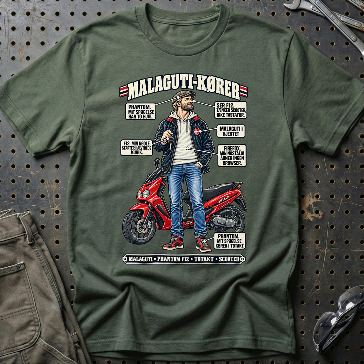 
Malaguti-Kører T-Shirt – Grøn Militær