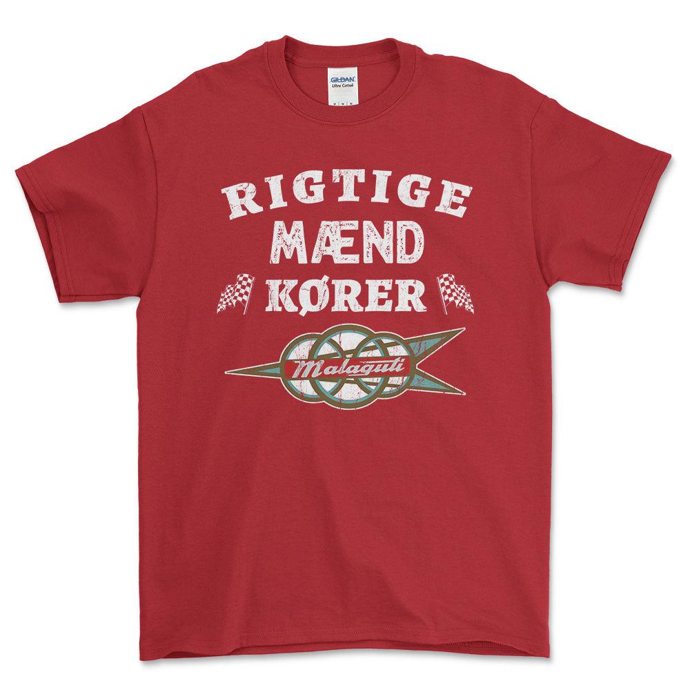 Malaguti Rigtige Mænd Kører - Unisex T-Shirt , Bomuld-Beklædning-Malaguti-Rød-S-Forside-Garage Culture Shop- garage - man cave - merchandise