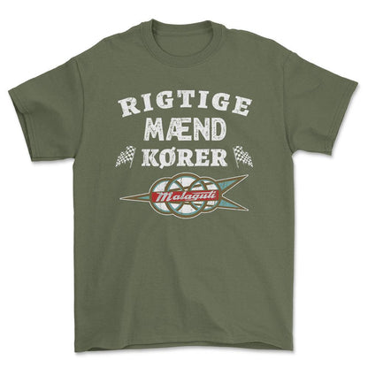 Malaguti Rigtige Mænd Kører - Unisex T-Shirt , Bomuld-Beklædning-Malaguti-Grøn Militær-S-Forside-Garage Culture Shop- garage - man cave - merchandise