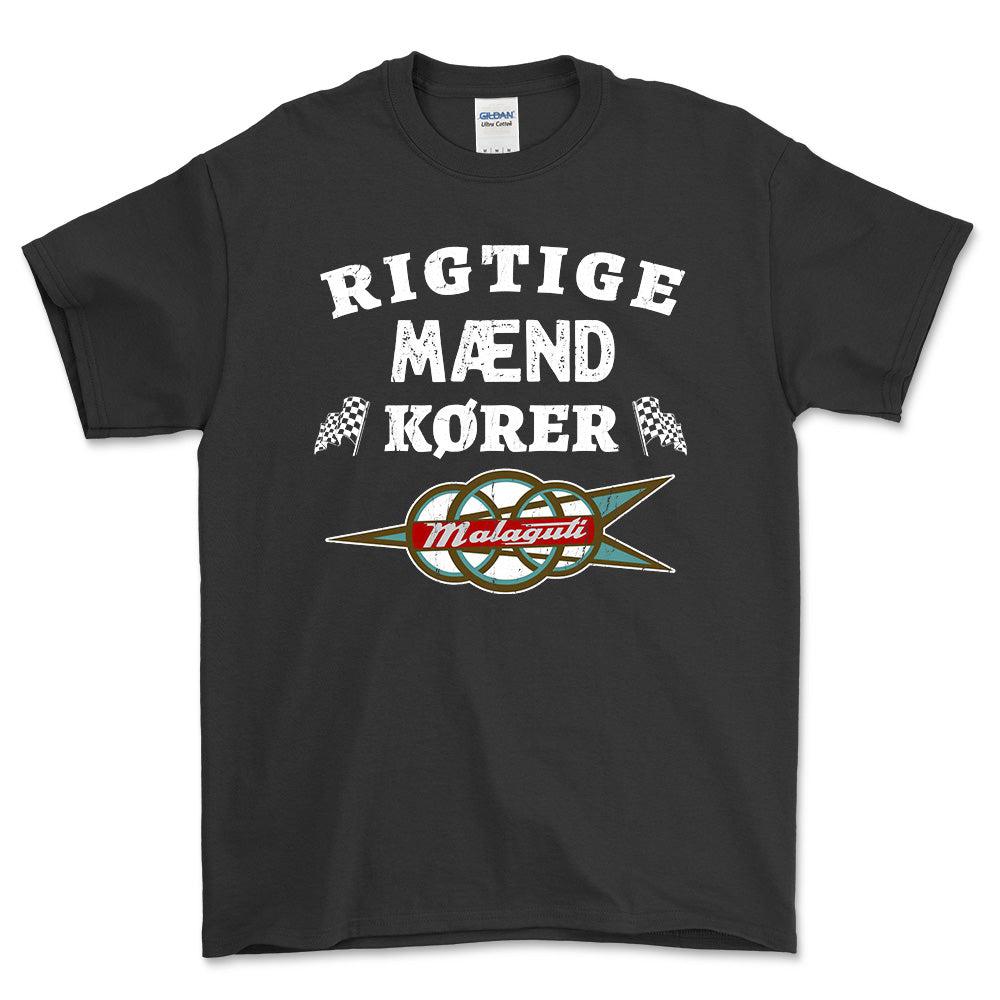 Malaguti Rigtige Mænd Kører - Unisex T-Shirt , Bomuld-Beklædning-Malaguti-Sort-S-Forside-Garage Culture Shop- garage - man cave - merchandise