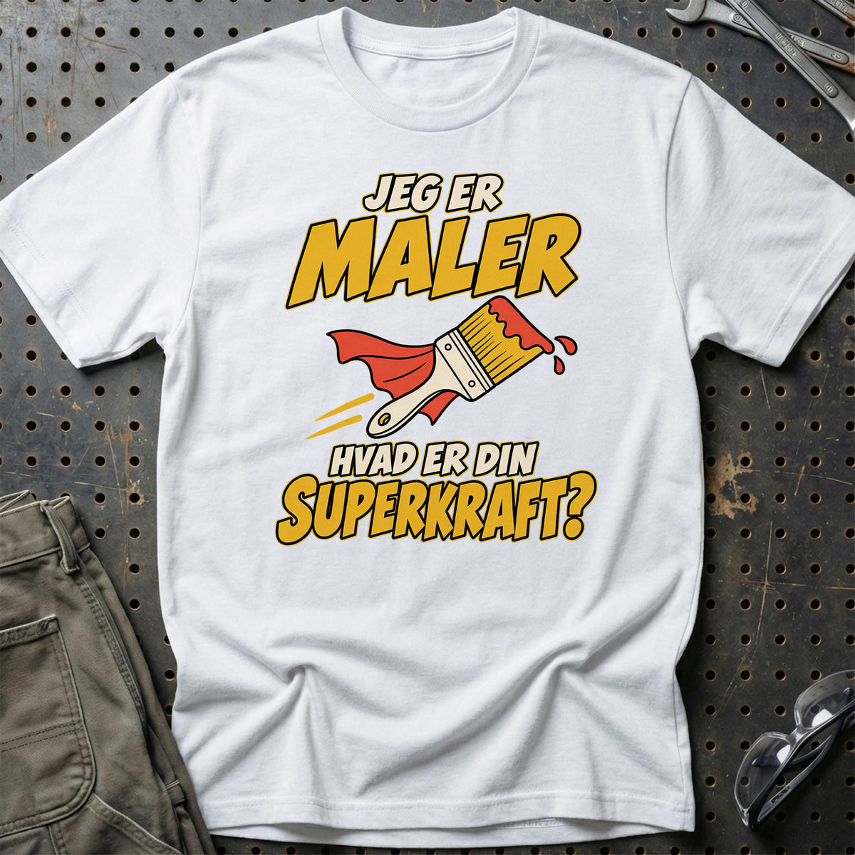 
Maler – Hvad er din superkraft? – Unisex T-Shirt – Hvid